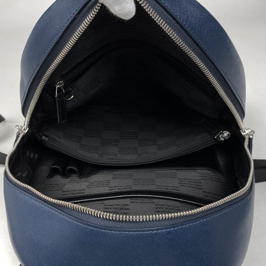 モンブラン ロゴ リュックサック バッグパック マイスターシュテック リュック レザー ネイビー メンズ 【中古】brbag