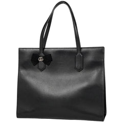 【在庫一掃】 グッチ GGリボン トートバッグ ハンドバッグ トートバッグ レザー ブラック 440055 レディース 【中古】 brbag