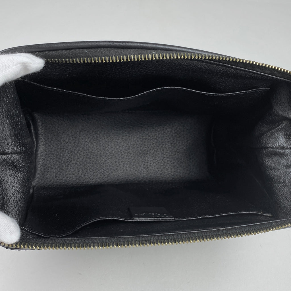 セリーヌ マカダム柄 ポーチ メイク コスメ 化粧ポーチ コーティングキャンバス ブラック レディース 【中古】brbag