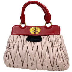 ミュウ ミュウ ロゴ ハンドバッグ マテラッセ ハンドバッグ レザー ピンク レッド レディース 【中古】 brbag