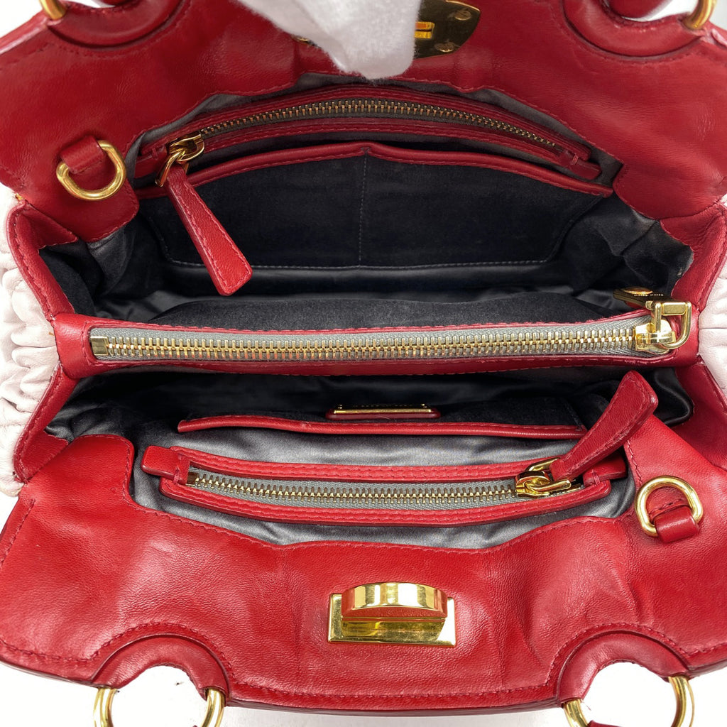 ミュウ ミュウ ロゴ ハンドバッグ マテラッセ ハンドバッグ レザー ピンク レッド レディース 【中古】 brbag