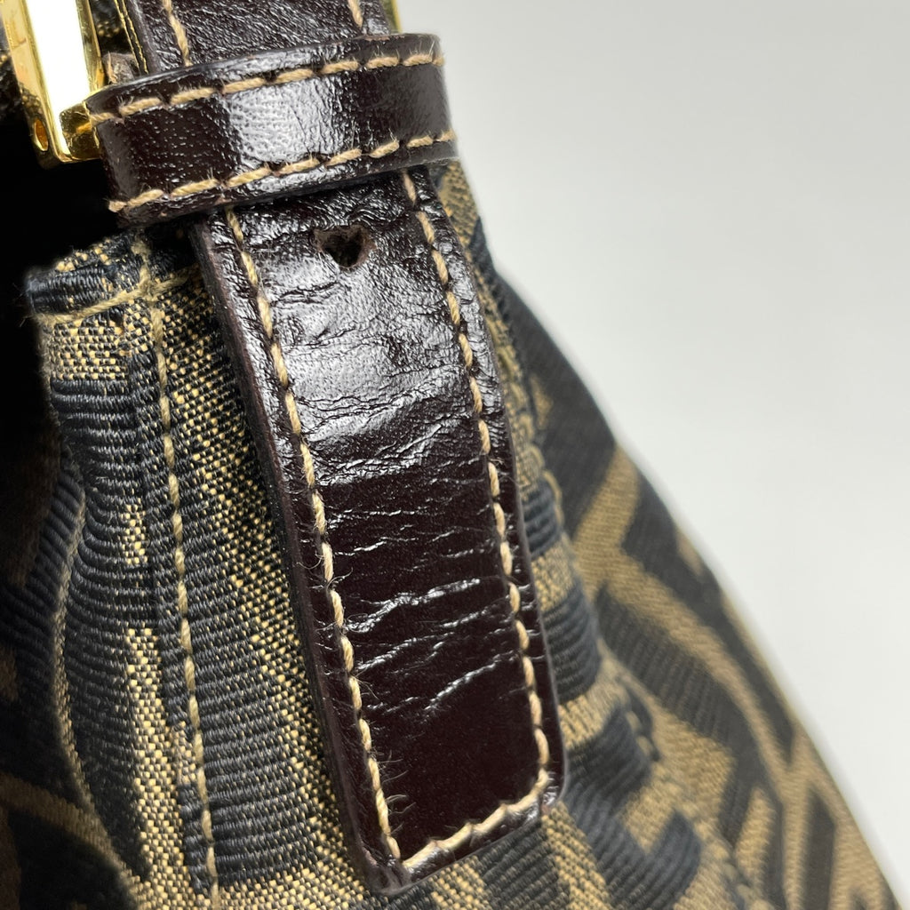 フェンディ ズッカ柄 ショルダーバッグ ハンドバッグ ワンショルダー マンマバゲット ショルダーバッグ キャンバス ブラウン 26325 レディース 【中古】