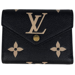 ルイ・ヴィトン ポルトフォイユ ヴィクトリーヌ バイカラー 三つ折り財布 モノグラムアンプラント ノワール(ブラック) ベージュ M80968  レディース 【中古】