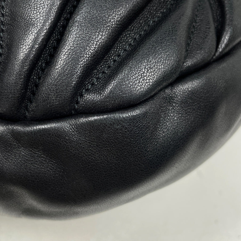 ミュウ ミュウ ロゴ ハンドバッグ 2WAY ショルダーバッグ ギャザー ハンドバッグ レザー ブラック レディース 【中古】 brbag