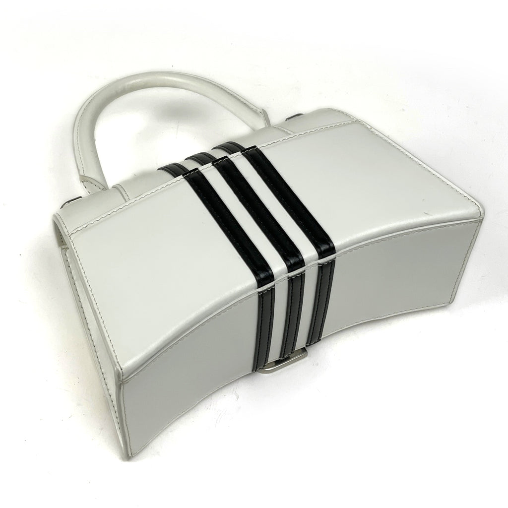 バレンシアガ アワーグラス ハンドバッグ adidasコラボ アディダス ロゴ スモール ハンドバッグ レザー ホワイト ブラック 593546 レディース 【中古】brbag