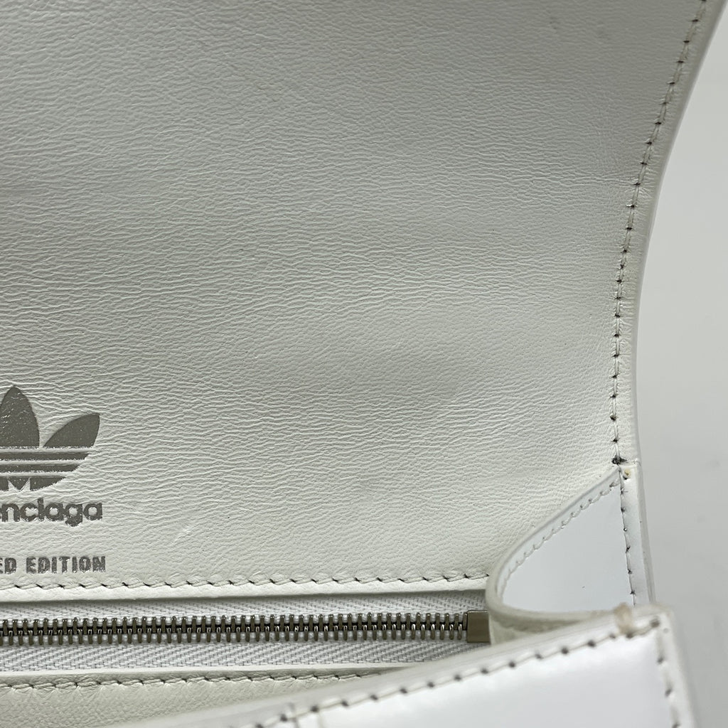 バレンシアガ アワーグラス ハンドバッグ adidasコラボ アディダス ロゴ スモール ハンドバッグ レザー ホワイト ブラック 593546 レディース 【中古】brbag