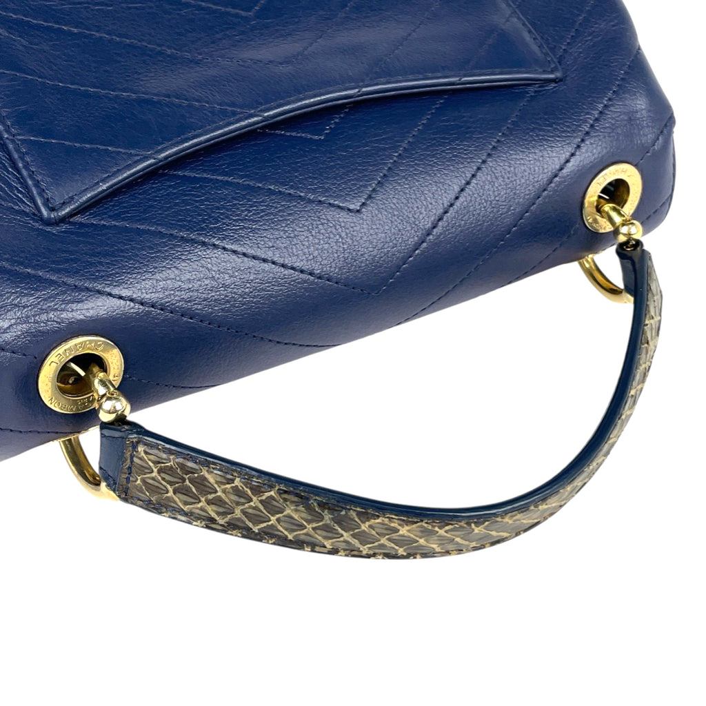 シャネル ココマーク ハンドバッグ 2WAY ショルダーバッグ ハンドバッグ レザー ブルー レディース 【中古】brbag