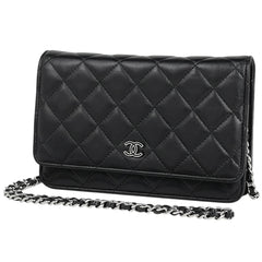 シャネル ココマーク チェーン ウォレット 財布 ショルダーバッグ レザー ブラック レディース 【中古】brbag
