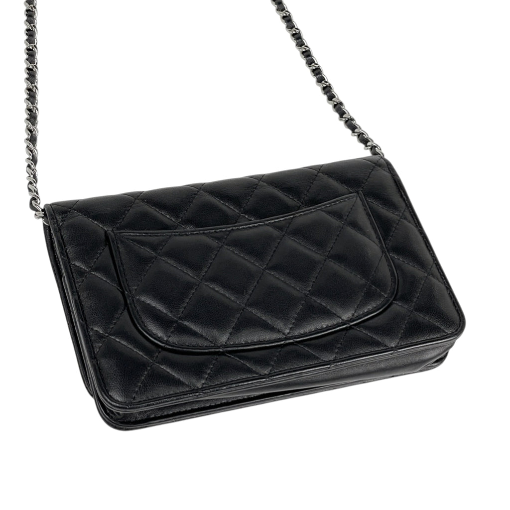 シャネル ココマーク チェーン ウォレット 財布 ショルダーバッグ レザー ブラック レディース 【中古】brbag