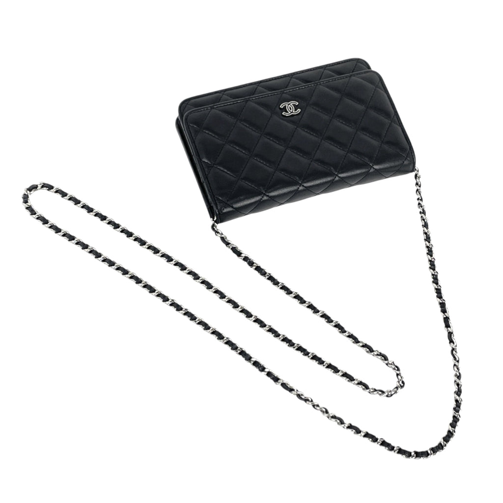 シャネル ココマーク チェーン ウォレット 財布 ショルダーバッグ レザー ブラック レディース 【中古】brbag