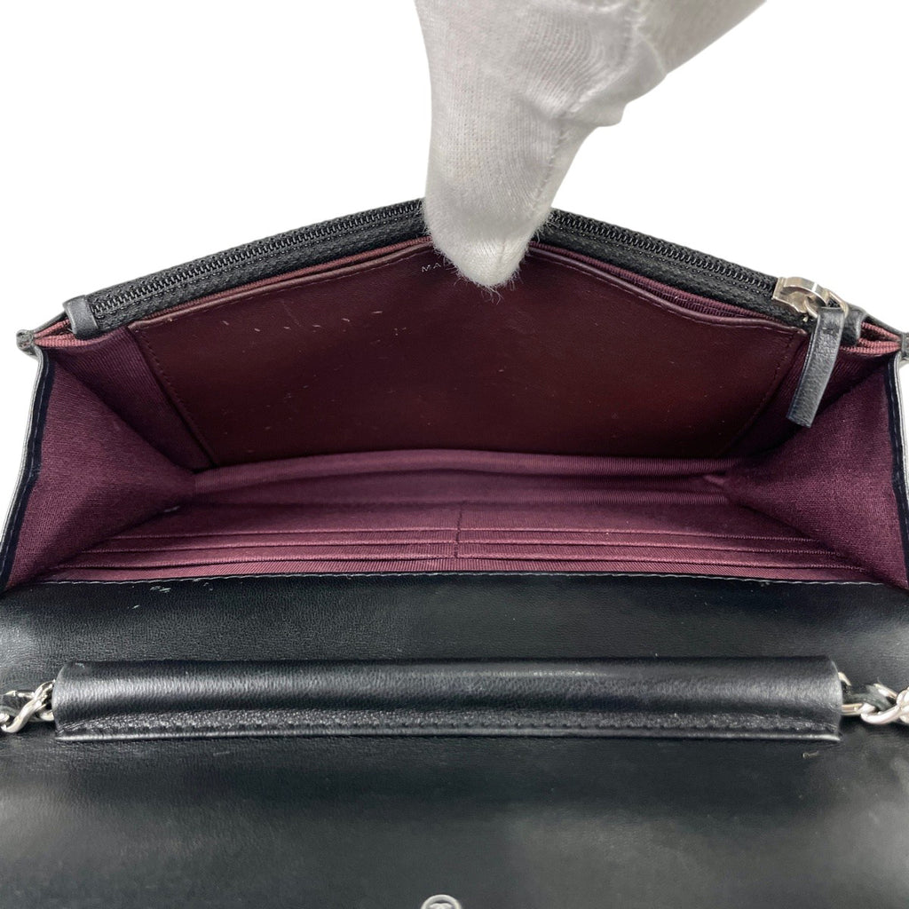 シャネル ココマーク チェーン ウォレット 財布 ショルダーバッグ レザー ブラック レディース 【中古】brbag