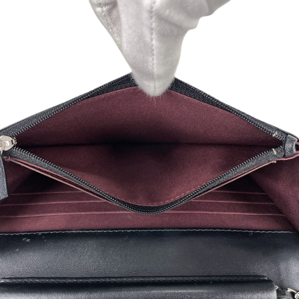 シャネル ココマーク チェーン ウォレット 財布 ショルダーバッグ レザー ブラック レディース 【中古】brbag