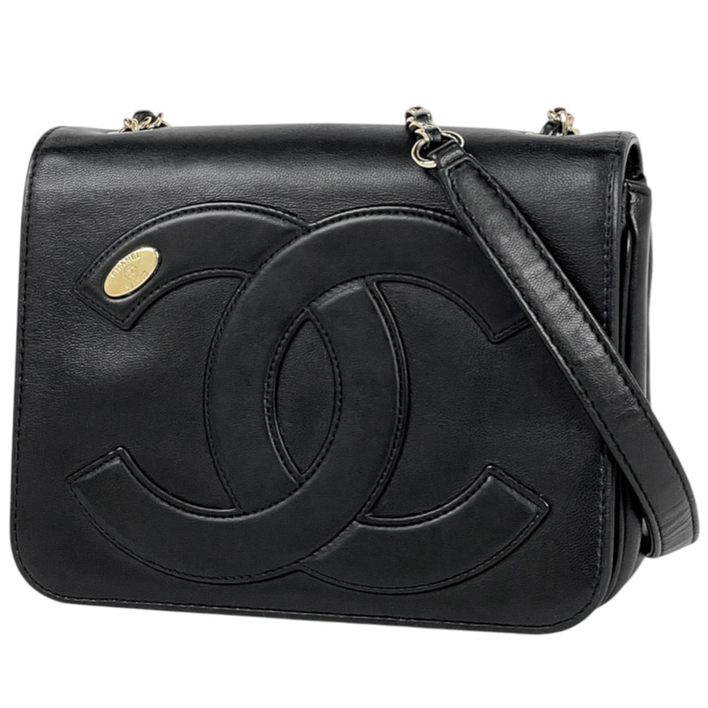 シャネル ココマーク チェーン ショルダーバッグ ショルダーバッグ レザー ブラック レディース 【中古】brbag