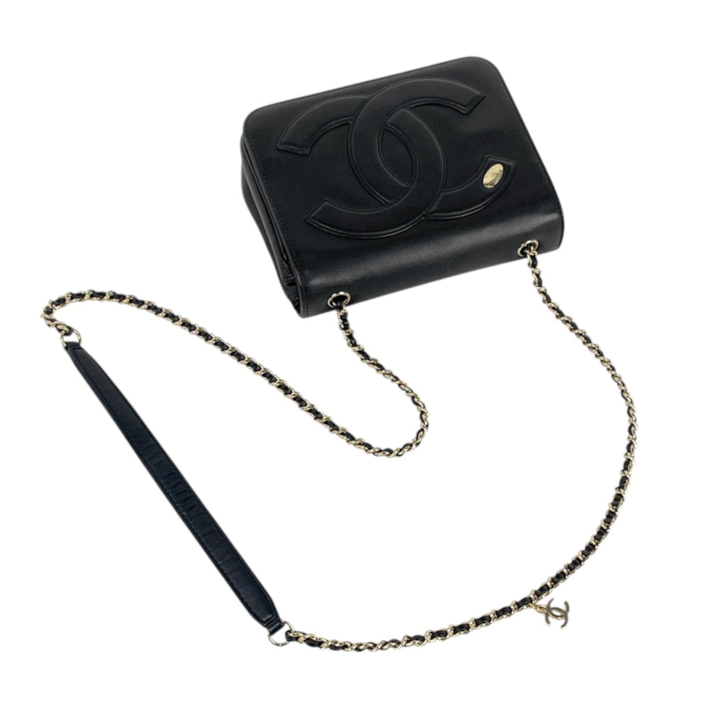 シャネル ココマーク チェーン ショルダーバッグ ショルダーバッグ レザー ブラック レディース 【中古】brbag