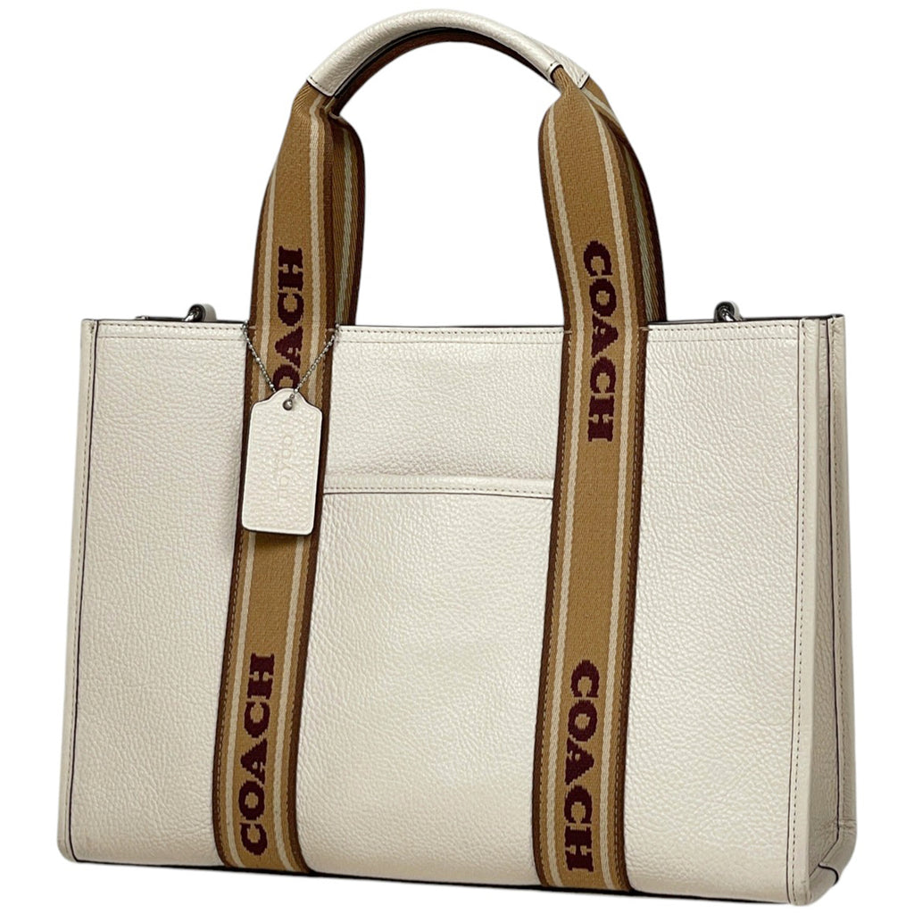 コーチ スミス トート 2WAY ショルダーバッグ トートバッグ レザー ホワイト ブラウン CM067 レディース 【中古】brbag