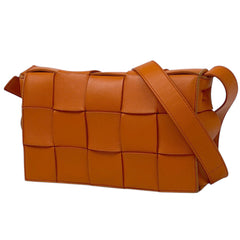 ボッテガヴェネタ カセット ショルダーバッグ マキシイントレチャート ショルダーバッグ レザー オレンジ レディース 【中古】brbag