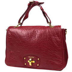ミュウ ミュウ ロゴ ハンドバッグ 2WAY ショルダーバッグ ハンドバッグ レザー レッド レディース 【中古】 brbag