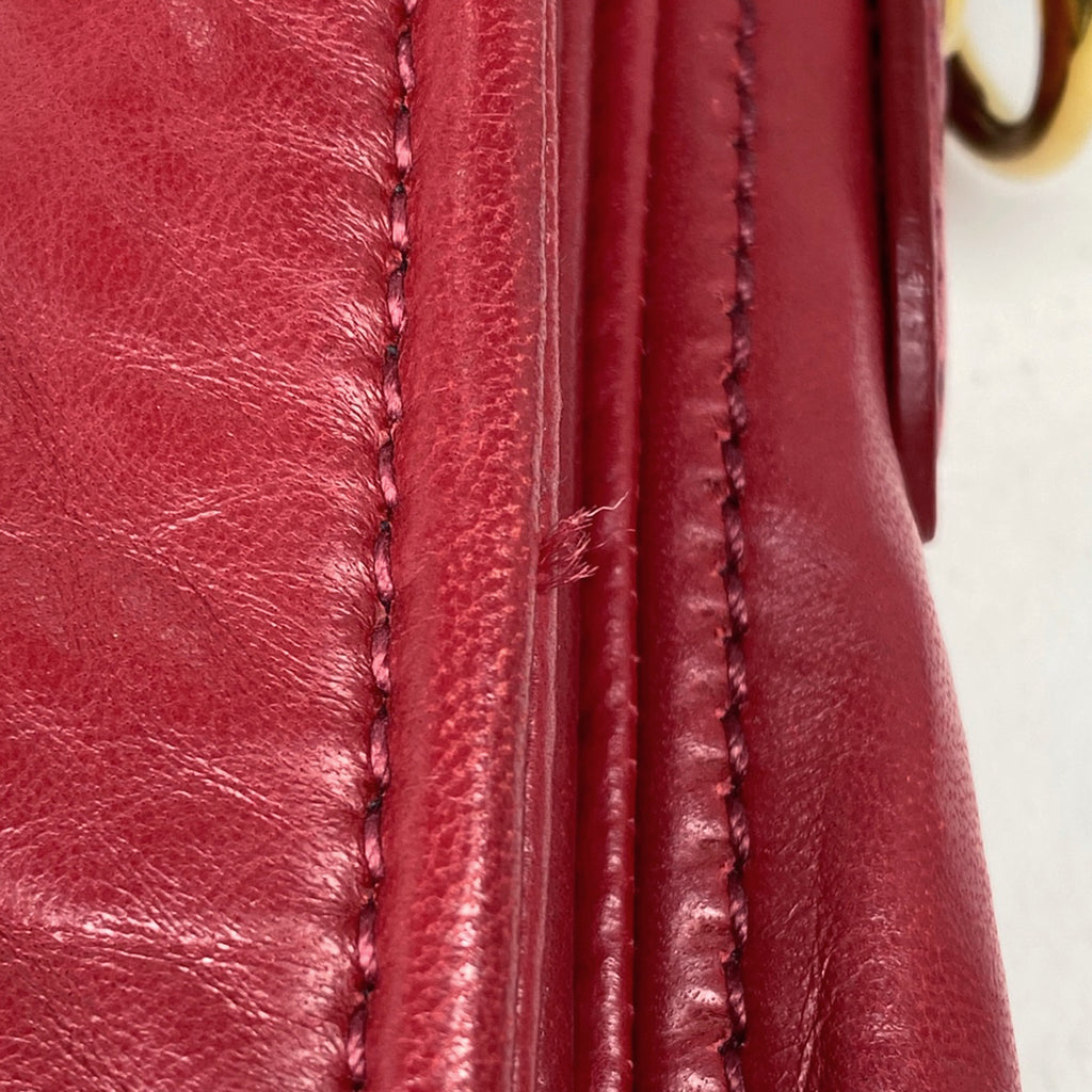 ミュウ ミュウ ロゴ ハンドバッグ 2WAY ショルダーバッグ ハンドバッグ レザー レッド レディース 【中古】 brbag