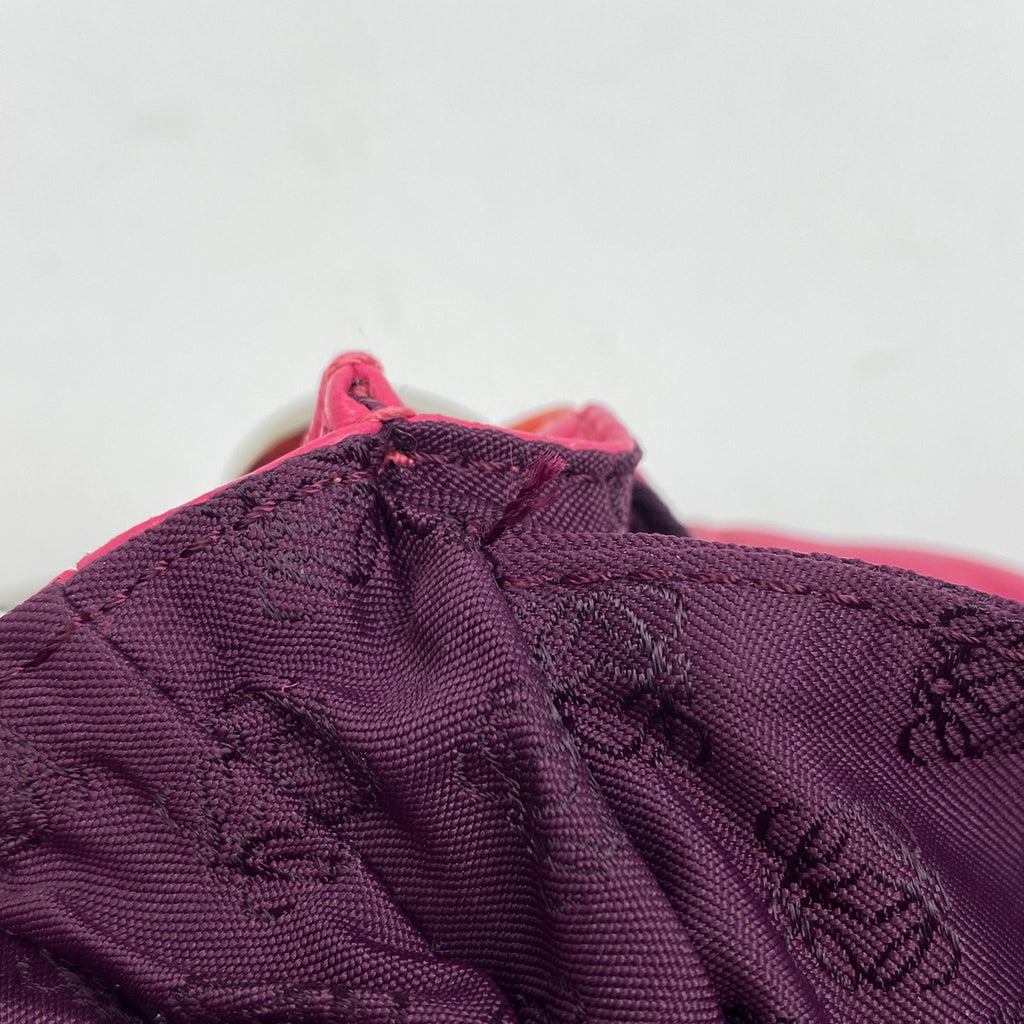 ロエベ アナグラム ショルダーバッグ フラメンコ 巾着 ショルダーバッグ レザー ピンク レッド レディース 【中古】brbag