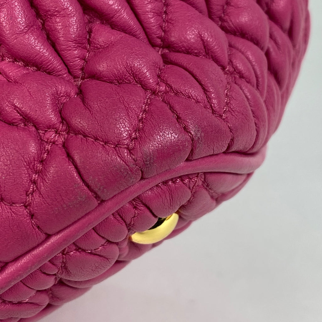 ミュウ ミュウ マテラッセ ハンドバッグ ロゴ ナッパ クリスタル 2WAY ショルダーバッグ ハンドバッグ レザー ピンク RN0897 【中古】brbag
