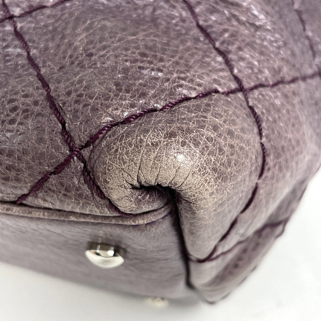 シャネル ココマーク トートバッグ ショルダーバッグ ステッチ トートバッグ レザー パープル レディース 【中古】brbag