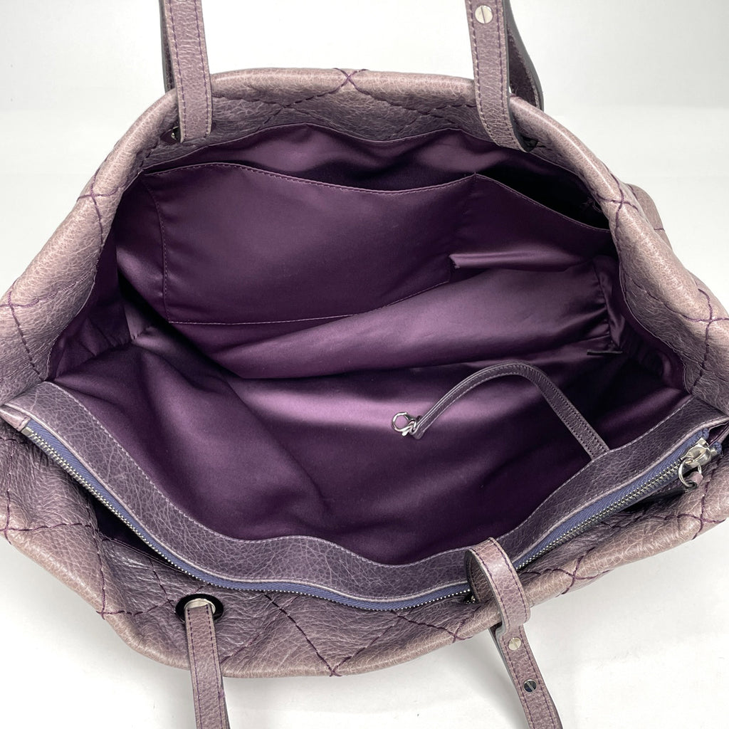 シャネル ココマーク トートバッグ ショルダーバッグ ステッチ トートバッグ レザー パープル レディース 【中古】brbag