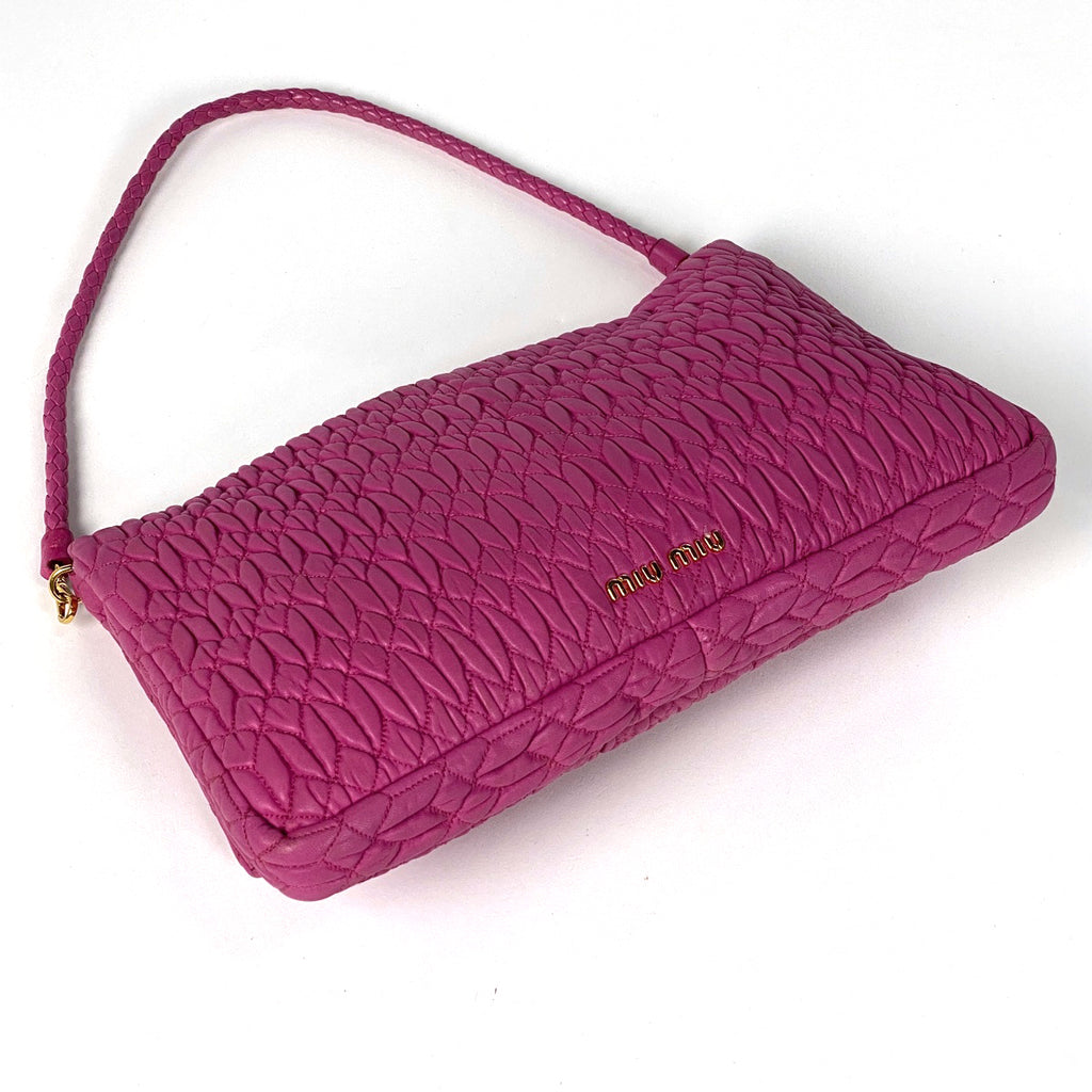 ミュウ ミュウ マテラッセ ショルダーバッグ 2WAY クリスタル ショルダーバッグ レザー ピンク レディース 【中古】brbag