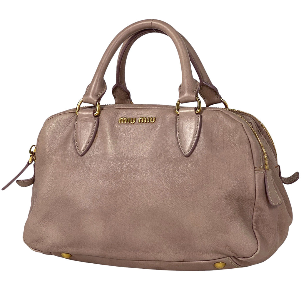 ミュウ ミュウ ロゴ ハンドバッグ 2WAY ショルダーバッグ ハンドバッグ レザー ピンク RN0509 レディース 【中古】 brbag