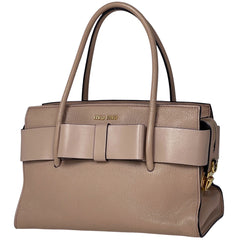ミュウ ミュウ ロゴ ハンドバッグ 2WAY ショルダーバッグ リボン レザー ピンク レディース 【中古】 brbag