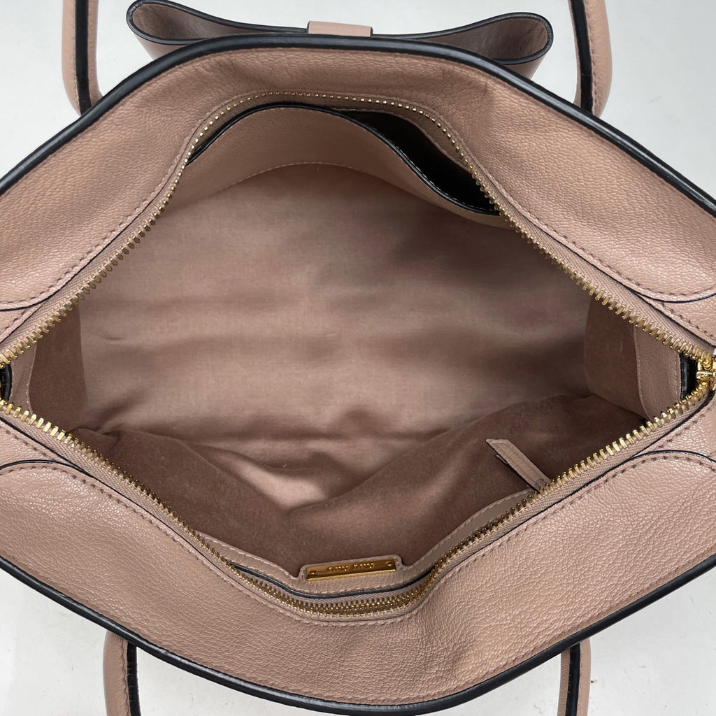 ミュウ ミュウ ロゴ ハンドバッグ 2WAY ショルダーバッグ リボン レザー ピンク レディース 【中古】 brbag