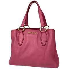 ミュウ ミュウ ロゴ ハンドバッグ 2WAY ショルダーバッグ ハンドバッグ レザー ピンク レディース 【中古】 brbag