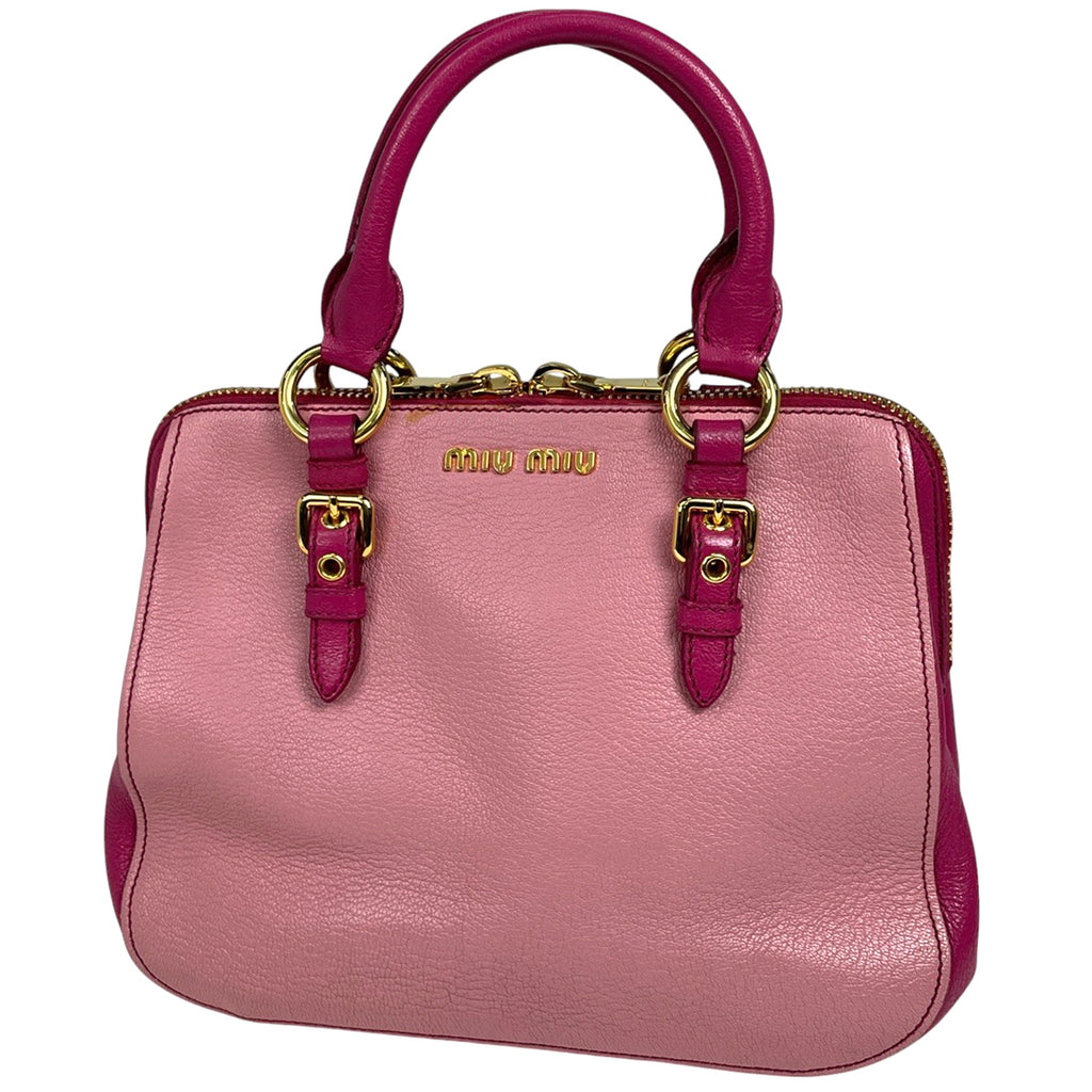 ミュウ ミュウ ロゴ ハンドバッグ 2WAY ショルダーバッグ ハンドバッグ レザー ピンク レディース 【中古】 brbag