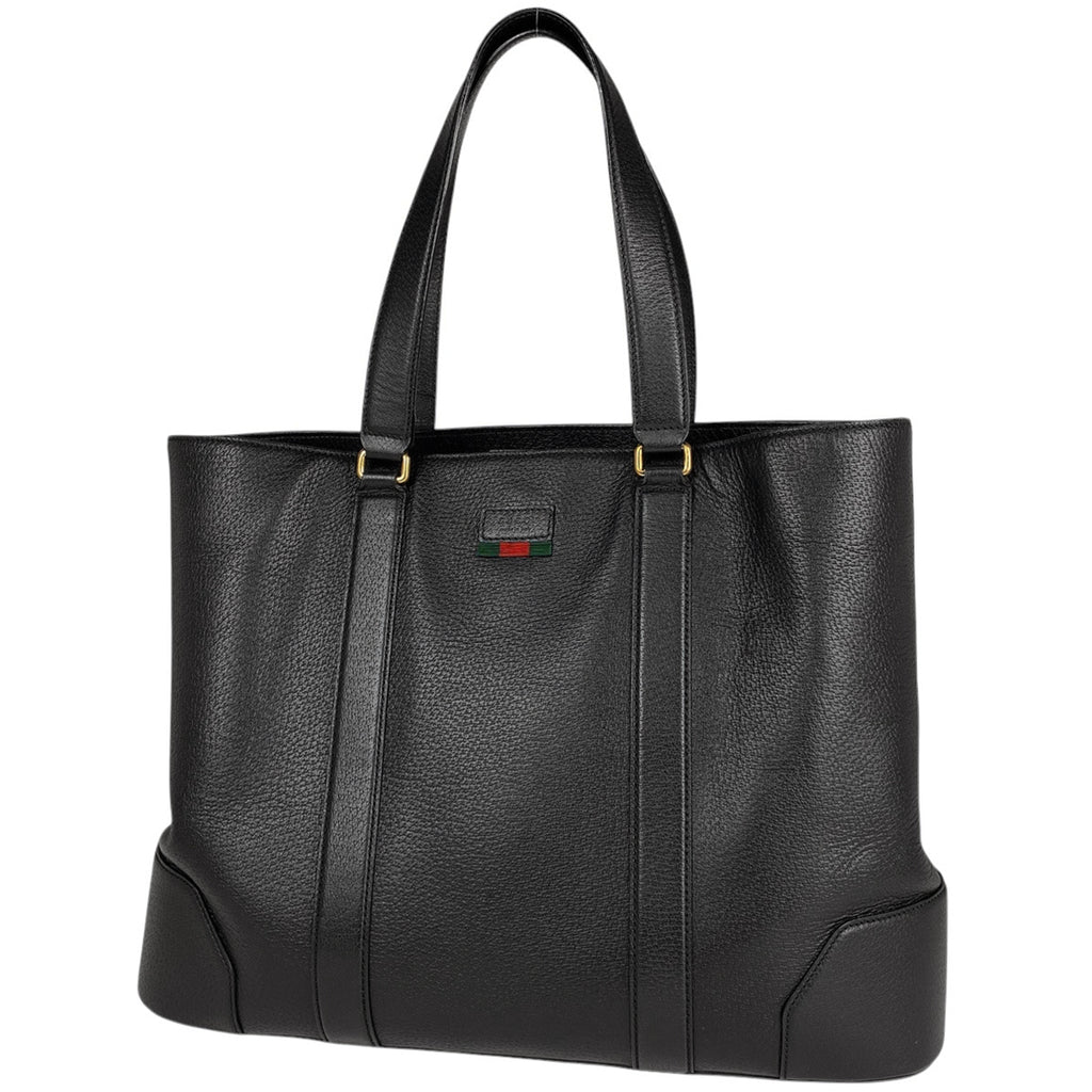 グッチ ロゴ トートバッグ シェリーライン ウェブ トートバッグ レザー ブラック 495529 レディース 【中古】 brbag
