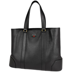 グッチ ロゴ トートバッグ シェリーライン ウェブ トートバッグ レザー ブラック 495529 レディース 【中古】 brbag