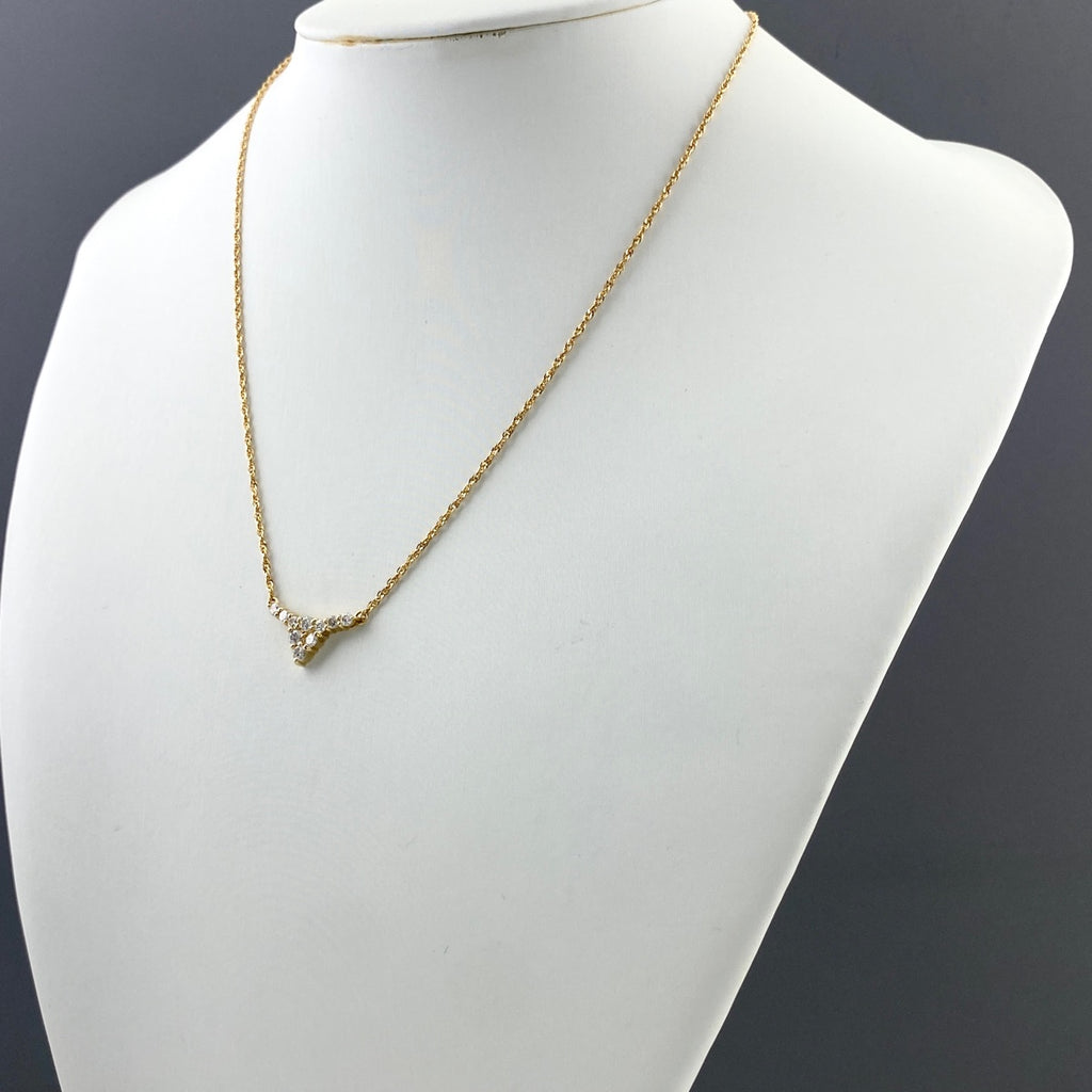 メレダイヤ デザインネックレス YG イエローゴールド ペンダント ネックレス K18 ダイヤモンド レディース 【中古】nbjwl