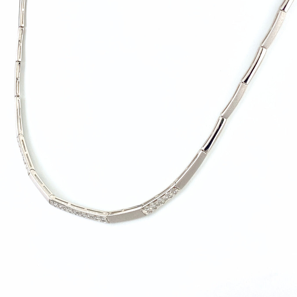メレダイヤ デザインネックレス WG ホワイトゴールド ネックレス K18 WG ダイヤモンド レディース 【中古】nbjwl