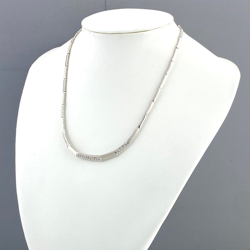 メレダイヤ デザインネックレス WG ホワイトゴールド ネックレス K18 WG ダイヤモンド レディース 【中古】nbjwl