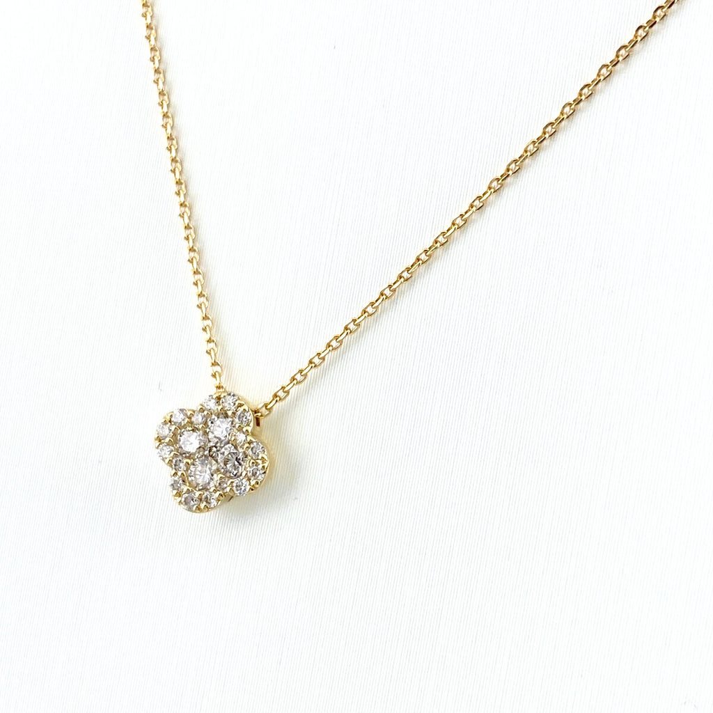 メレダイヤ デザインネックレス YG イエローゴールド ペンダント ネックレス K18 ダイヤモンド レディース 【中古】nbjwl