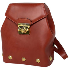 サルヴァトーレフェラガモ ロゴ リュックサック バックパック デイパック リュック レザー レッド AN215207 レディース 【中古】brbag