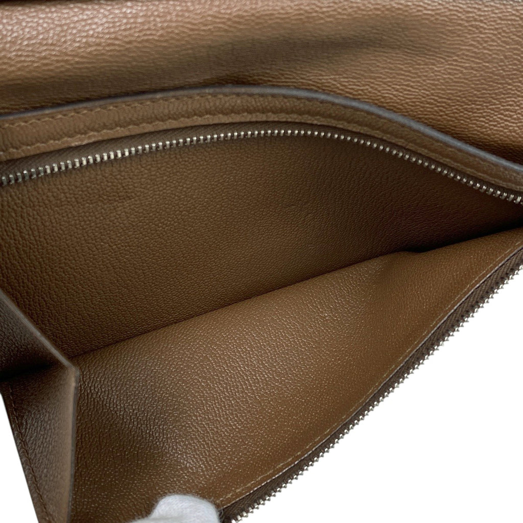 エルメス ベアン スフレ Hロゴ 二つ折り 長財布 アリゲーター ダークブラウン □H レディース 【中古】brbag