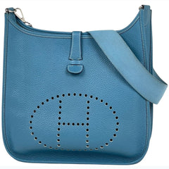 エルメス エヴリン 1 GM パンチング Hロゴ ショルダーバッグ トリヨンクレマンス ライトブルー □J レディース 【中古】brbag