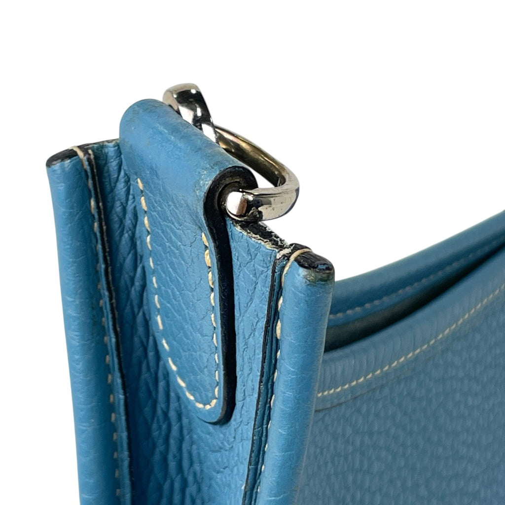 エルメス エヴリン 1 GM パンチング Hロゴ ショルダーバッグ トリヨンクレマンス ライトブルー □J レディース 【中古】brbag