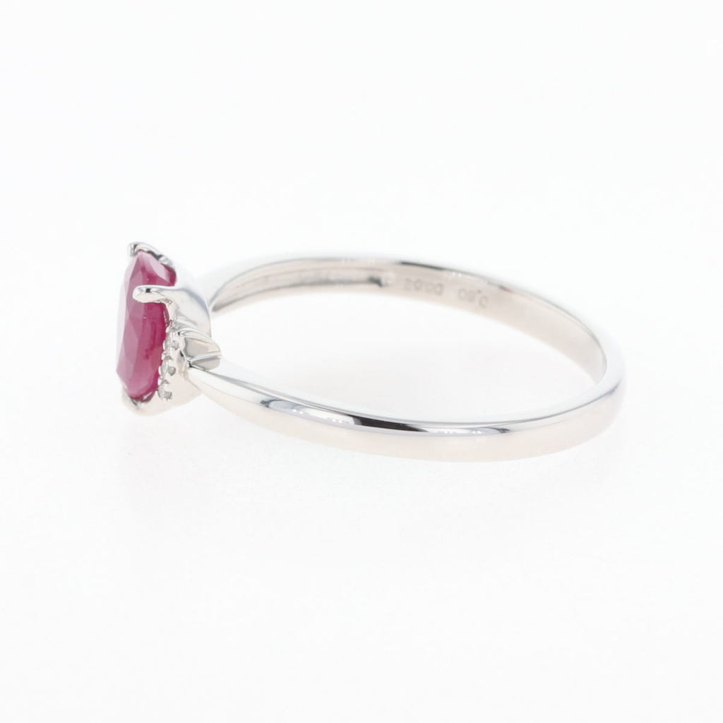 ルビー デザインリング プラチナ 指輪 メレダイヤ リング 11号 Pt900 ルビー ダイヤモンド レディース 【中古】nbjwl