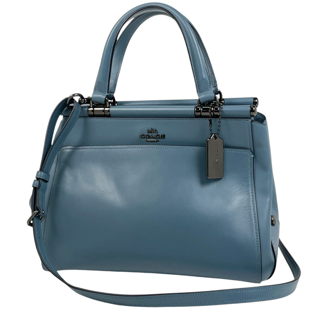 コーチ ロゴ ハンドバッグ 2WAY ショルダーバッグ ハンドバッグ レザー ライトブルー 31916 レディース 【中古】brbag