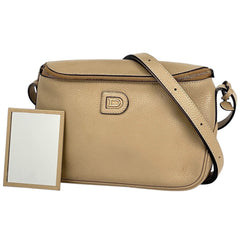 デルヴォー Dロゴ ショルダーバッグ レザー ベージュ レディース 【中古】brbag