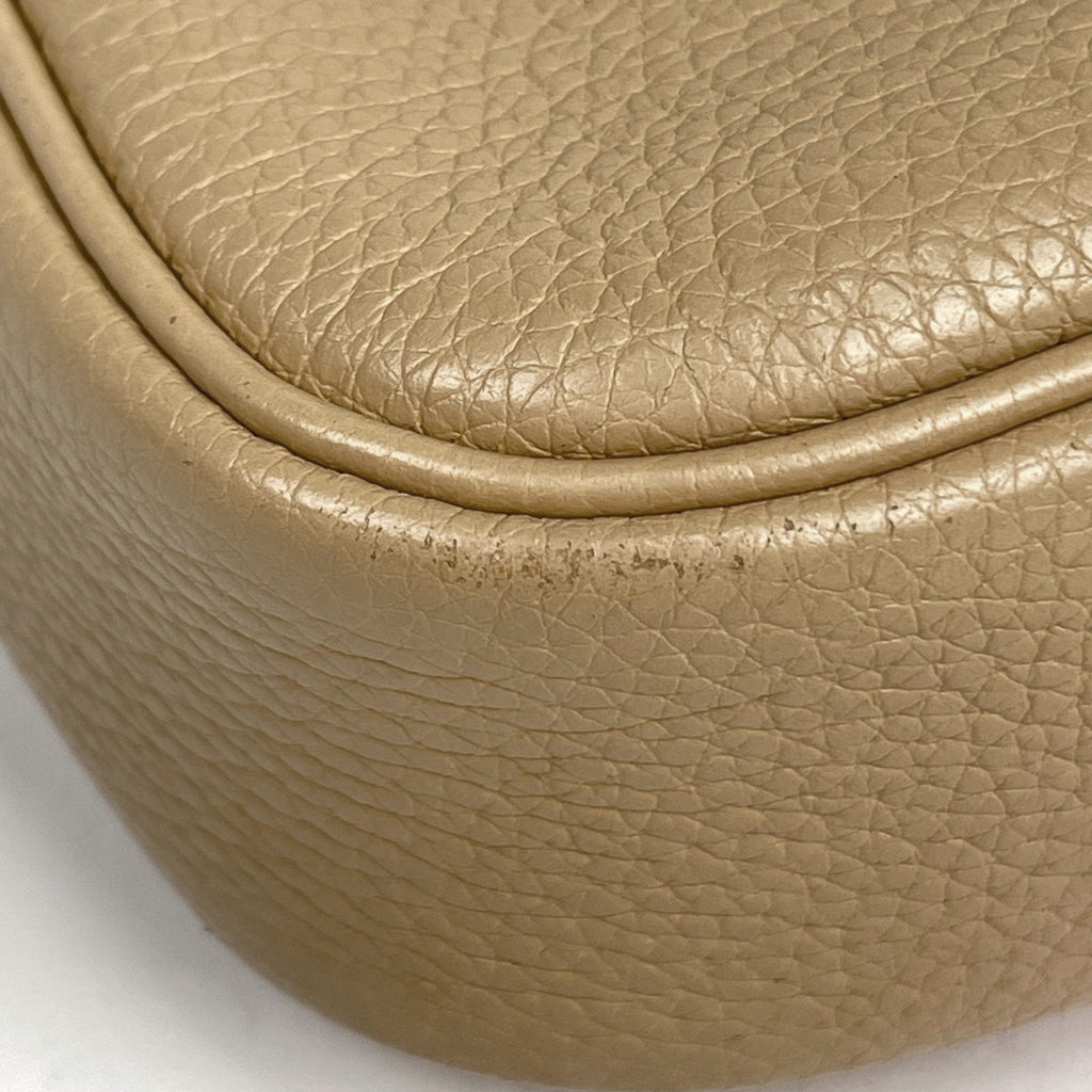 デルヴォー Dロゴ ショルダーバッグ レザー ベージュ レディース 【中古】brbag