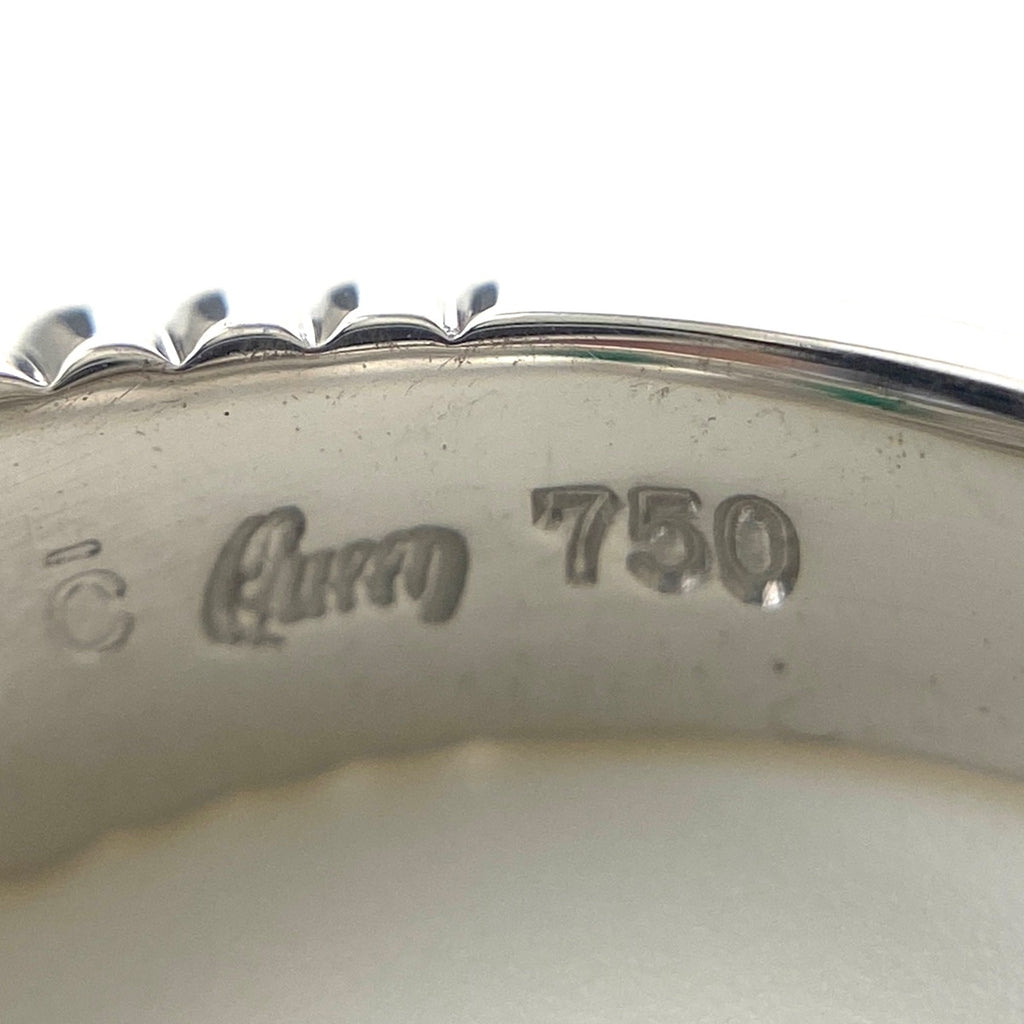 クイーン エメラルド デザインリング 指輪 メレダイヤ リング 9号 750 エメラルド ダイヤモンド レディース 【中古】brjwl
