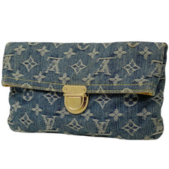 ルイ・ヴィトン ポシェット プラット セカンドバッグ ポーチ クラッチバッグ モノグラムデニム ブルー M95007 レディース 【中古】brbag