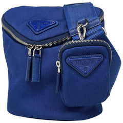 プラダ ロゴプレート ショルダーバッグ メンズ キャンバス ブルー 2VH147 レディース 【中古】brbag