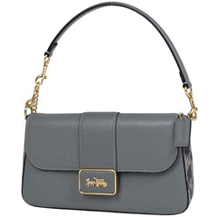 コーチ ロゴ ハンドバッグ 2WAY チェーン ショルダーバッグ 馬車柄 ハンドバッグ レザー グレー CE683 レディース 【中古】brbag